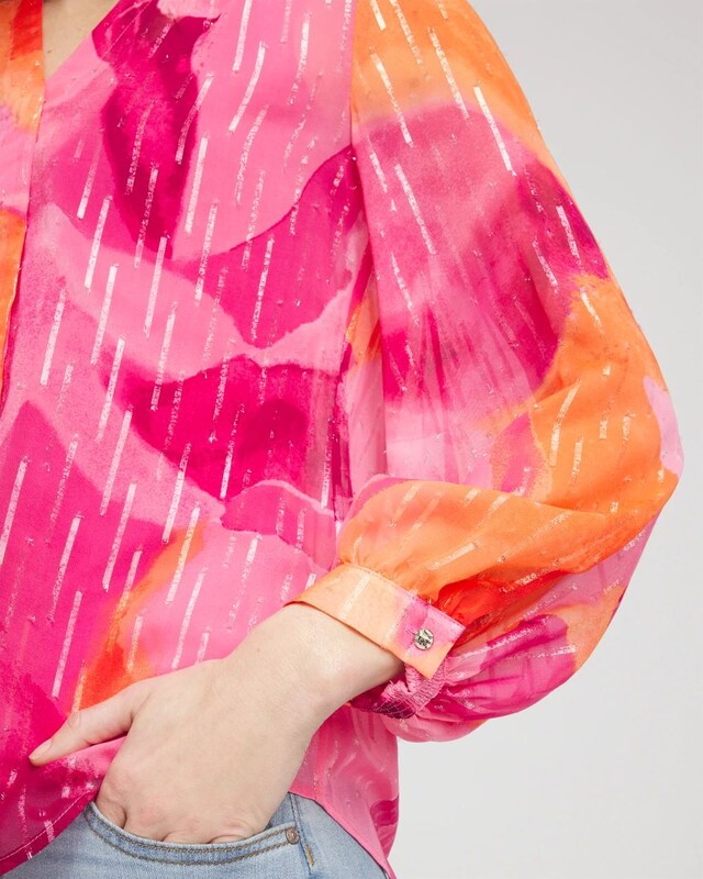 Watercolor Classic Fit Chiffon Blouse - image 4